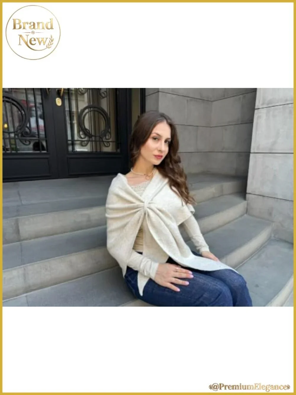 Wool Pashmina Shawl Wrap Open Front Poncho Cardigan One Size